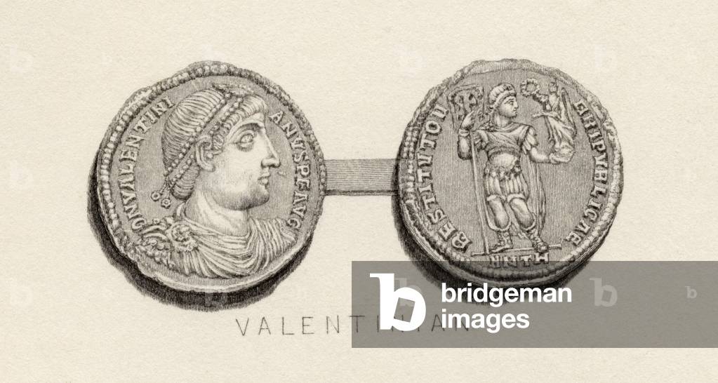 Coin from the time of Valentinian (engraving)