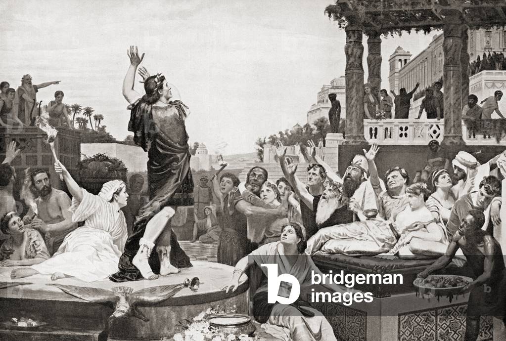 Alexander The Great assenting to set fire to the ancient palace of the Persian kings in Persepolis in 330BC, from 'Hutchinson's History of the Nations', publ. 1915 (print)