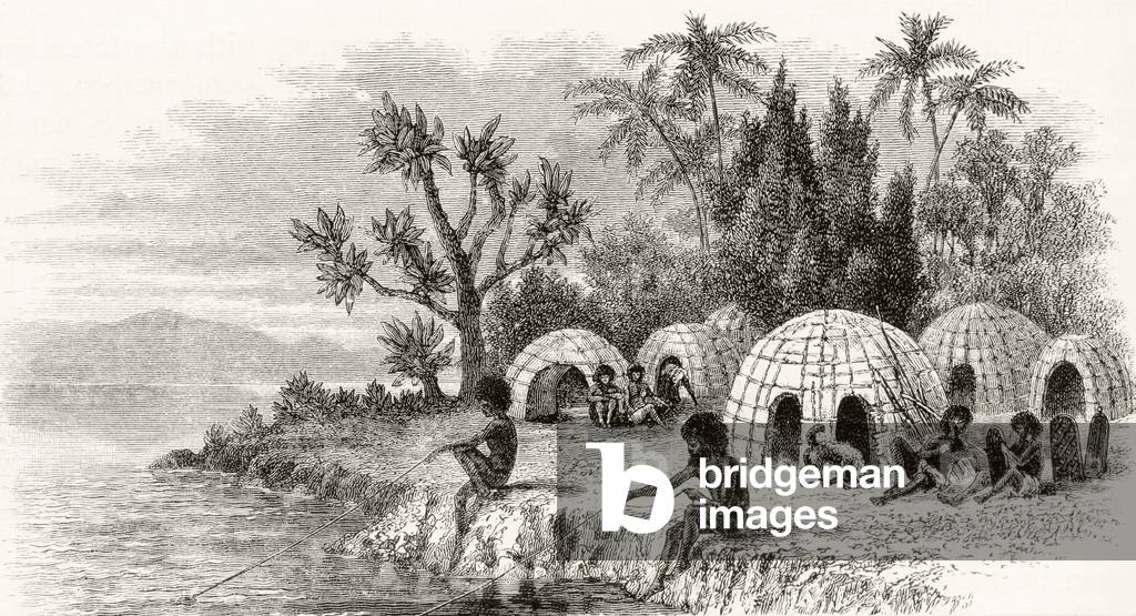 A Native Encampment in Queensland, c.1880, from 'Australian Pictures' by Howard Willoughby, published by the Religious Tract Society, London, 1886 (litho)