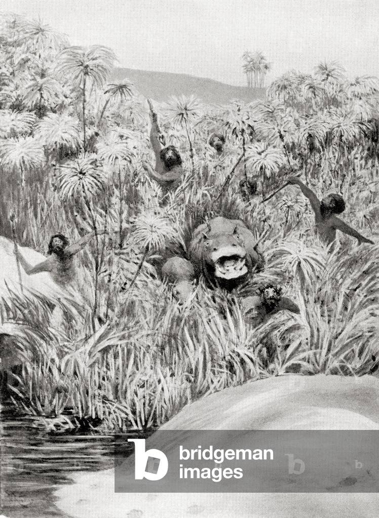 Early Egyptians hunting hippopotamus, from Hutchinson's History of the Nations, pub.1915