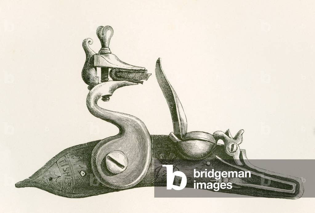 17th century Regulation Lock, from The British Army: Its Origins, Progress and Equipment, published 1868.