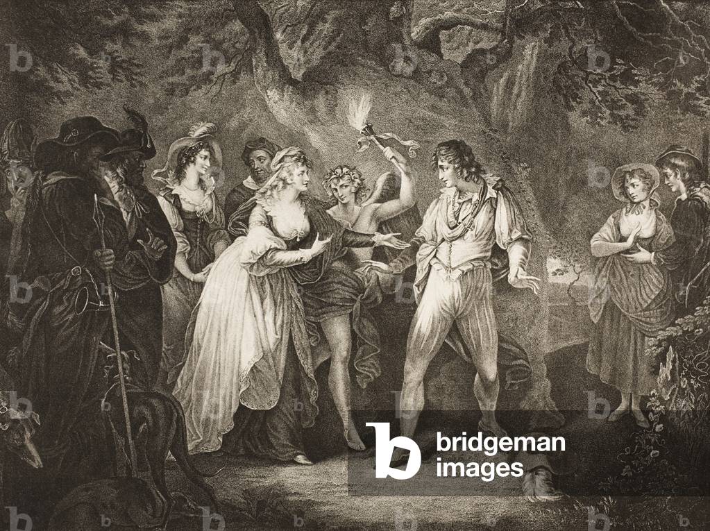 The Forest, Act V, Scene IV, from 'As You Like It', from The Boydell Shakespeare Gallery, published late 19th century (litho)