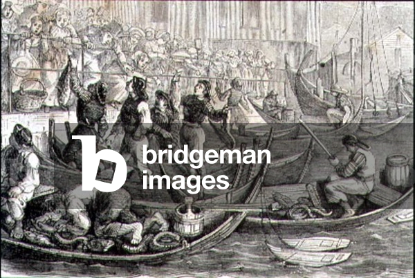 Bergen Fish Market in the 1860s (engraving)