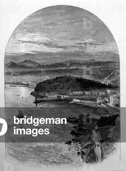 View from the Road to Fort Montalban, Nice, France, from 'The Picturesque Mediterranean', Volume 3, published by Cassell and Co. Ltd., 1880s-90s (engraving)