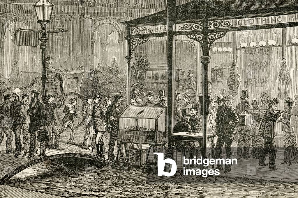 Bourke Street, Melbourne, Australia on a Saturday night in the 19th century, from 'The World's Inhabitants' by G.T. Bettany, published 1888 (engraving)
