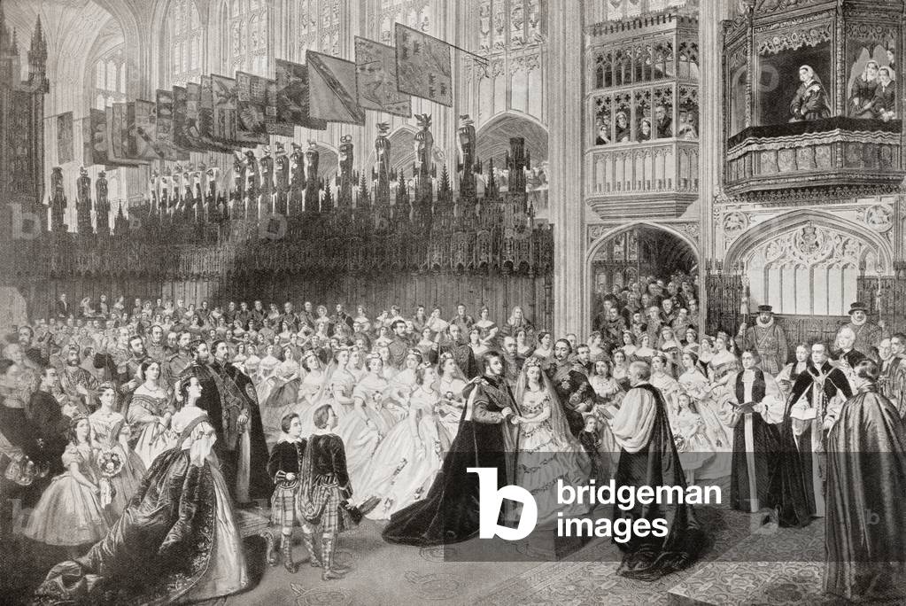 The Royal Wedding between Albert Edward, and Alexandra of Denmark, 1910 (engraving)