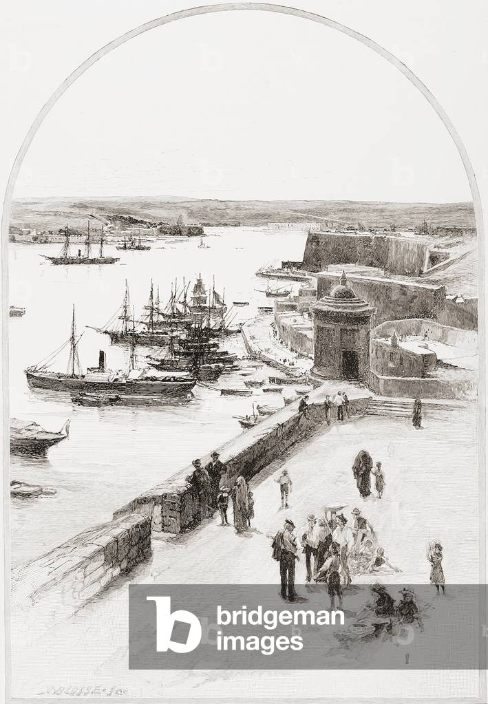 The top of the Grand Harbour, Valletta, Malta, by Charles William Wyllie (1859-1923) from 