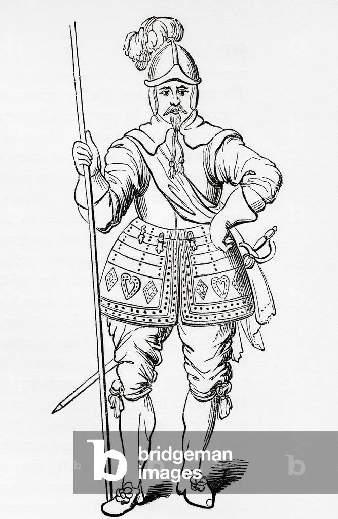 A pikeman, 1635, from Old England: A Pictorial Museum, pub. 1847