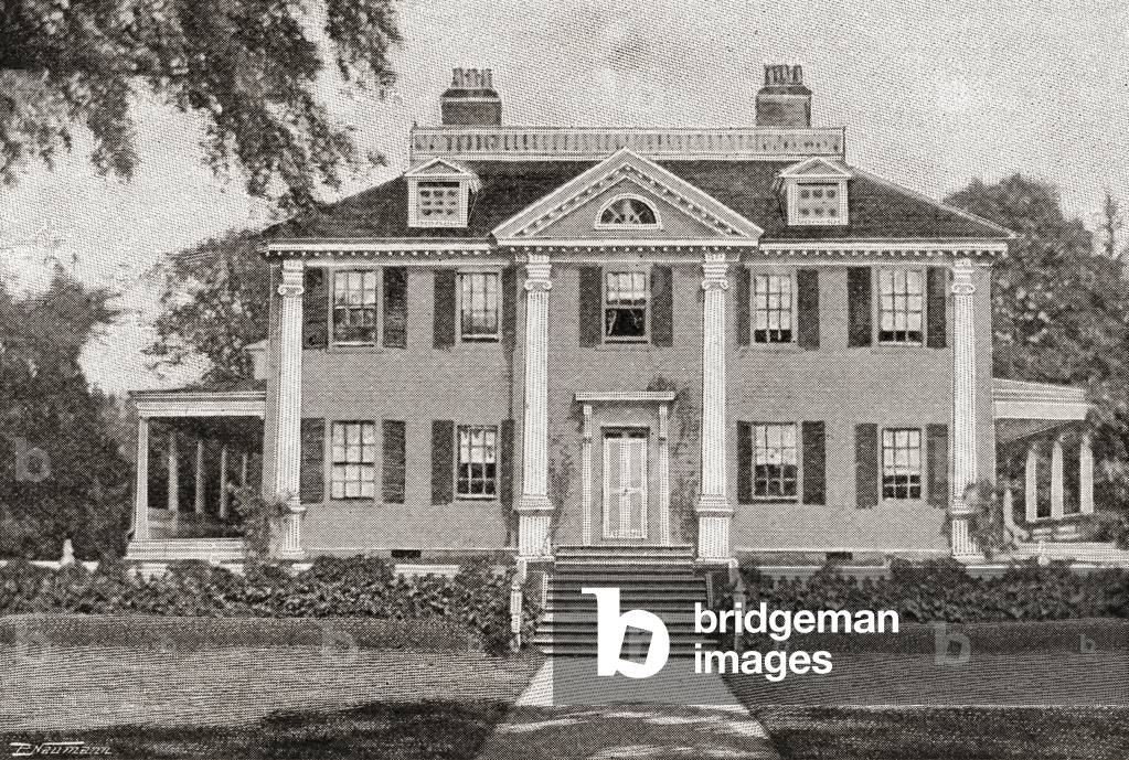 Longfellow's Home. Craigie House, Cambridge, Massachusetts, United States of America.  From The Strand Magazine published 1897.
