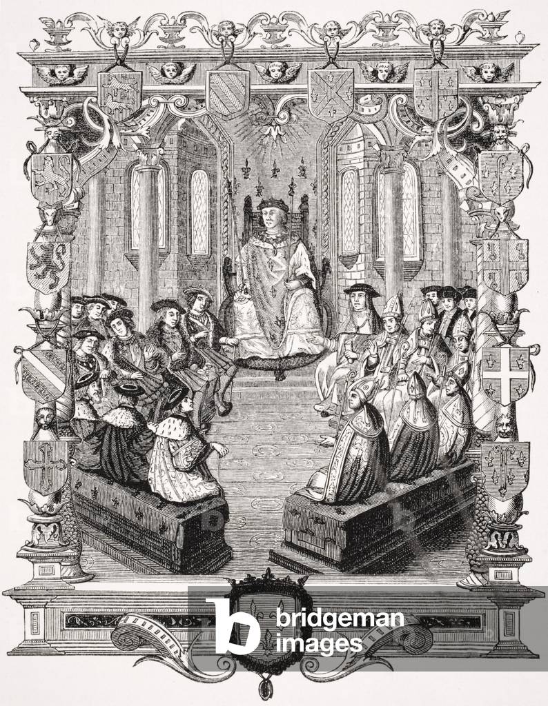 The Civil Trial of Charles de Bourbon (1490-1527) Before the Peers of France, 1523, after an engraving in 'La Monarchie Francoise of Montfaucon', from 'Le Moyen Age et la Renaissance' by Paul Lacroix (1806-84) published 1847 (litho)