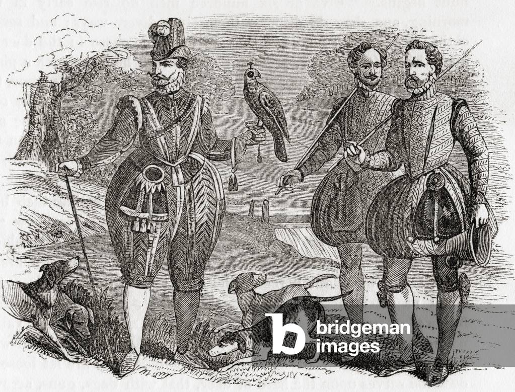 James I and his attendants out hawking, from Old England: A Pictorial Museum, pub. 1847