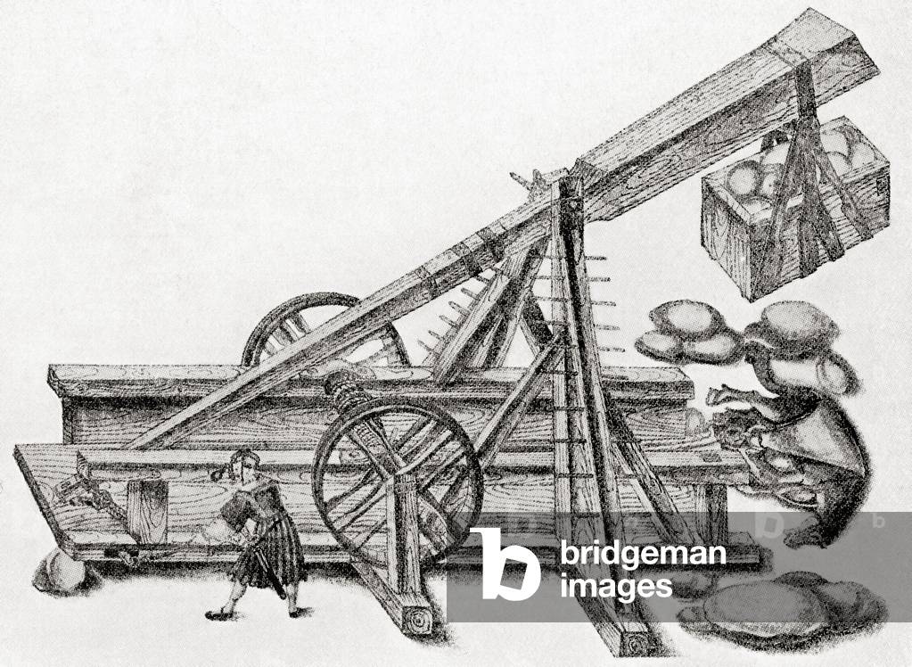A catapult used by the army of Maximilan I, from Hutchinson's History of the Nations, pub. 1915