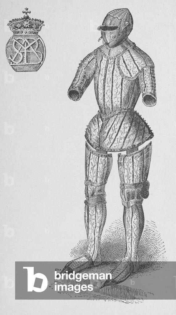 Armour of Isabella I (1451-1504), Queen of Castile (engraving)