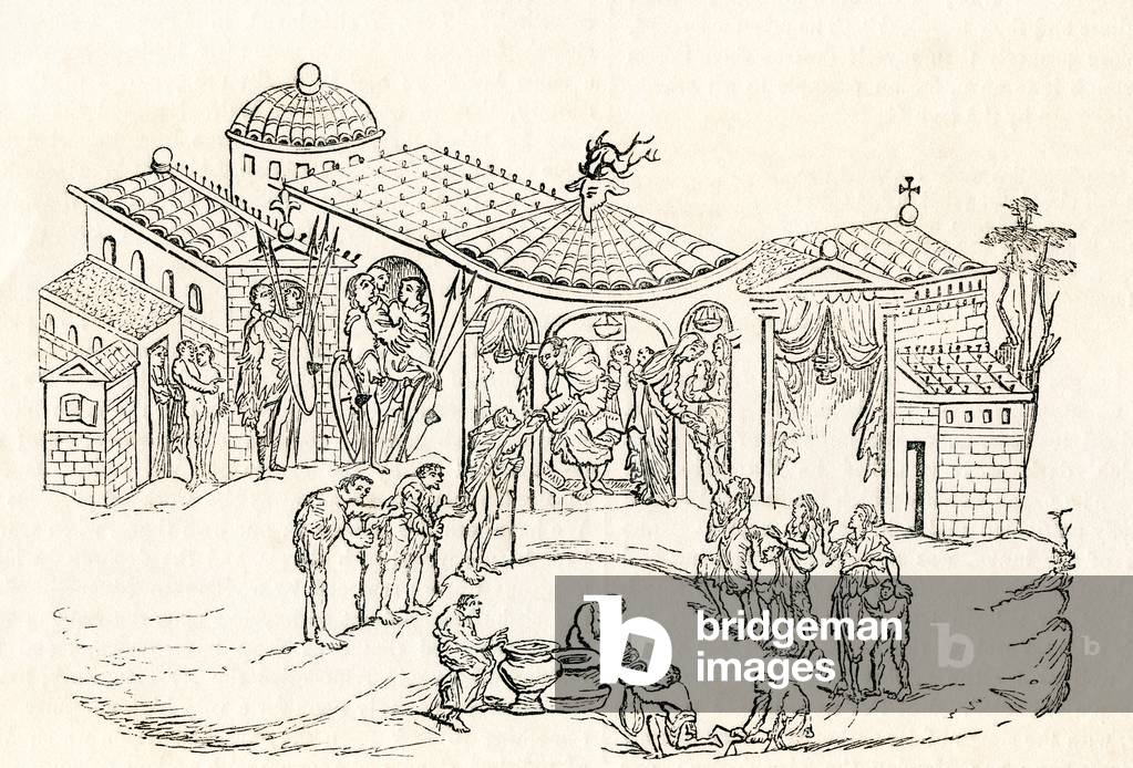 Residence of a Saxon nobleman in ancient Britain, from Old England: A Pictorial Museum, pub. 1847