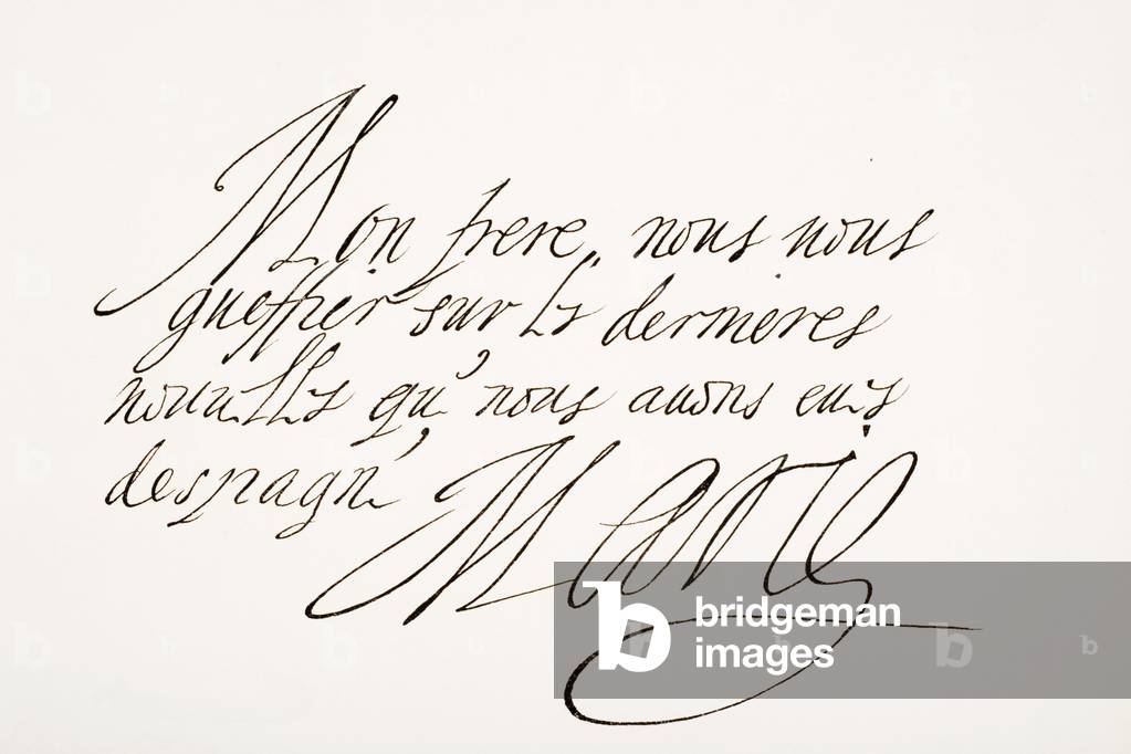 Handwriting and signature of Marie de Medici (pen & ink on paper)