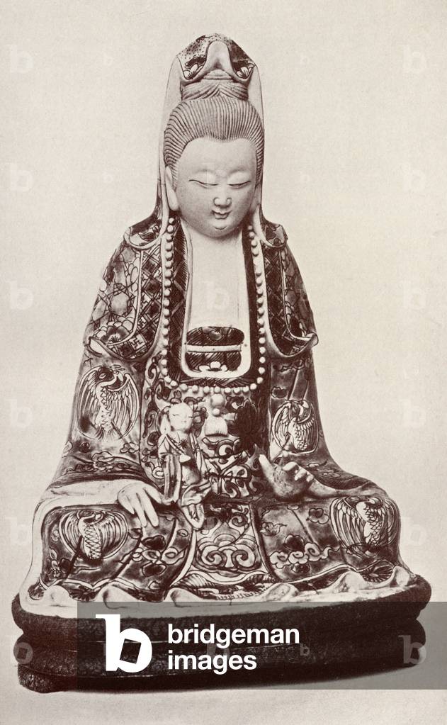Kwan Yin, the Chinese Goddess of Mercy, from 'Myths of China and Japan' by Donald A. Mackenzie (1873-1936) published c.1915 (litho)