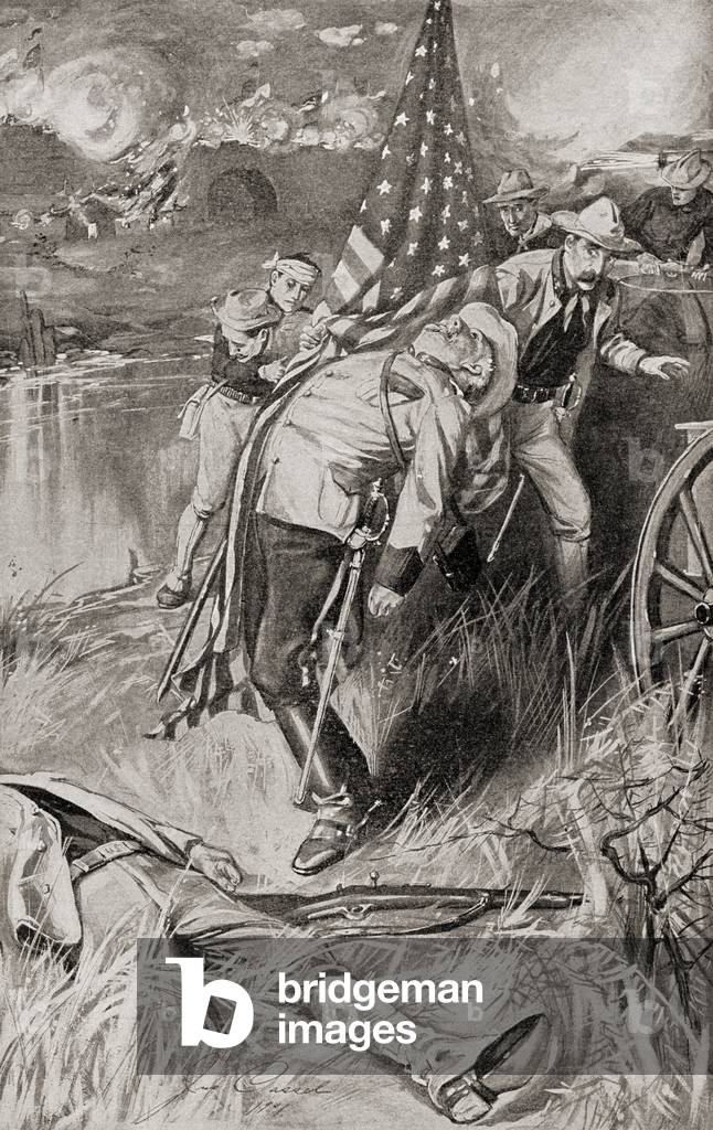 The death of Emerson Hamilton Liscum at the Battle of Tientsin, China, during the Boxer Rebellion.   1841 -1900.