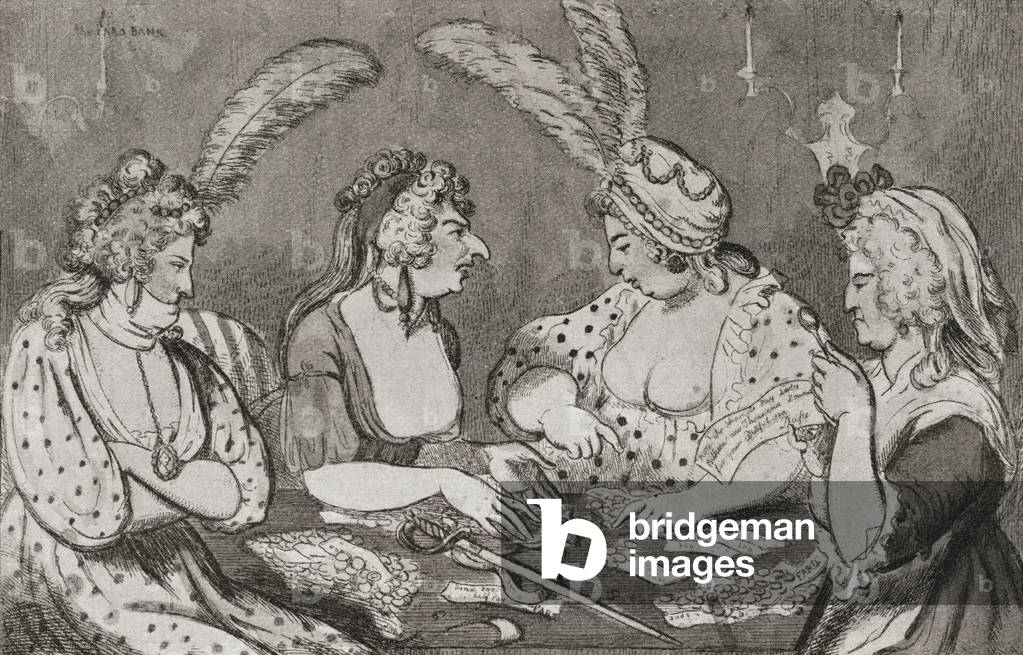 The division of the robbery, at the Court of St. James, London, after a work by Isaac Cruikshank, 1796.