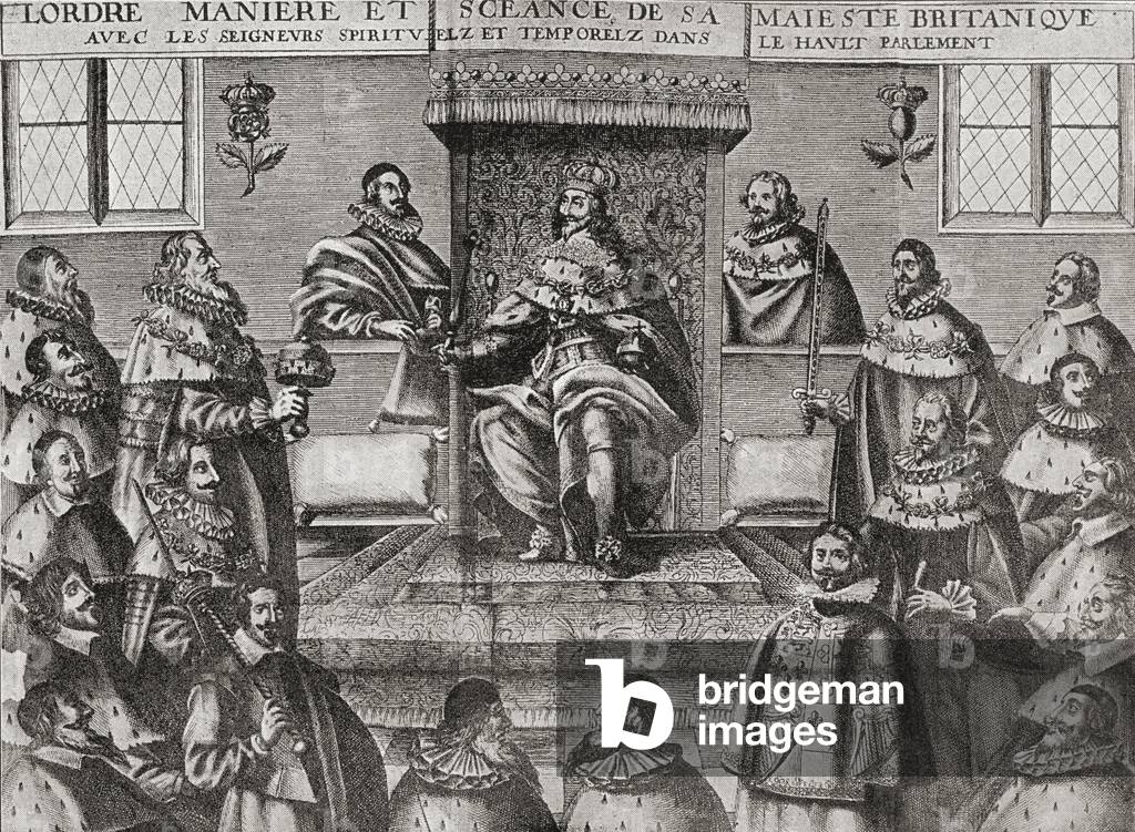 Charles I in the House of Lords in 1648, from 'A Short History of the English People' by J. R. Green, published in 1893 (litho)