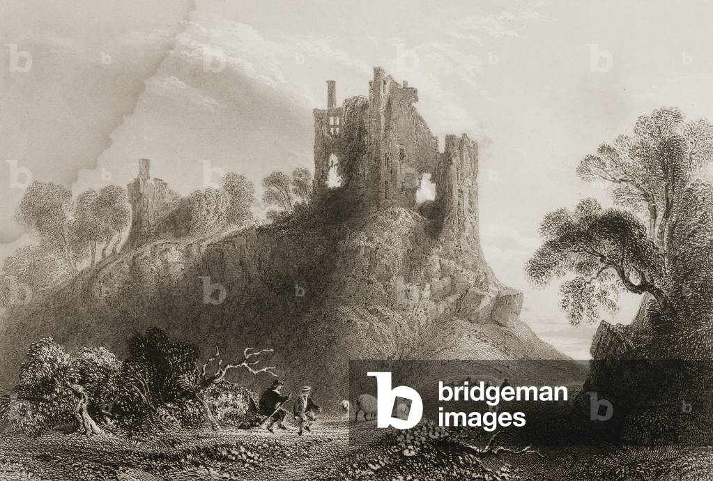 Carrigogunnell Castle, Near Limerick, County Limerick, Ireland, from 'Scenery and Antiquities of Ireland' by George Virtue, 1860s (engraving)