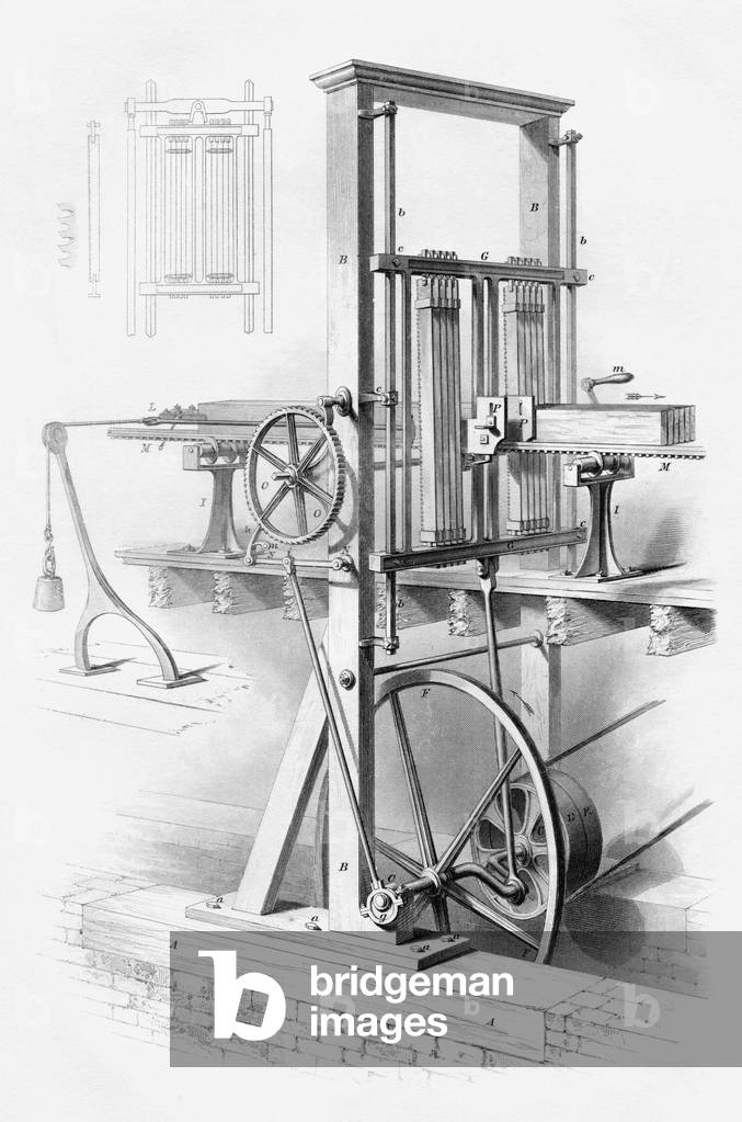 Sawmill, from 'Cyclopaedia of Useful Arts and Manufactures' by Charles Tomlinson (engraving)