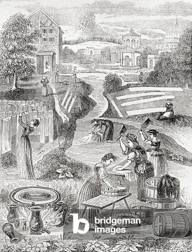 Public washing grounds, 1582, from Old England: A Pictorial Museum, pub. 1847