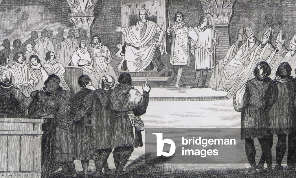 Philippe IV (1268-1314) le Bel reunites the States General in the Louvre, from 'Histoire de France' by Colart, published c.1840 (engraving)