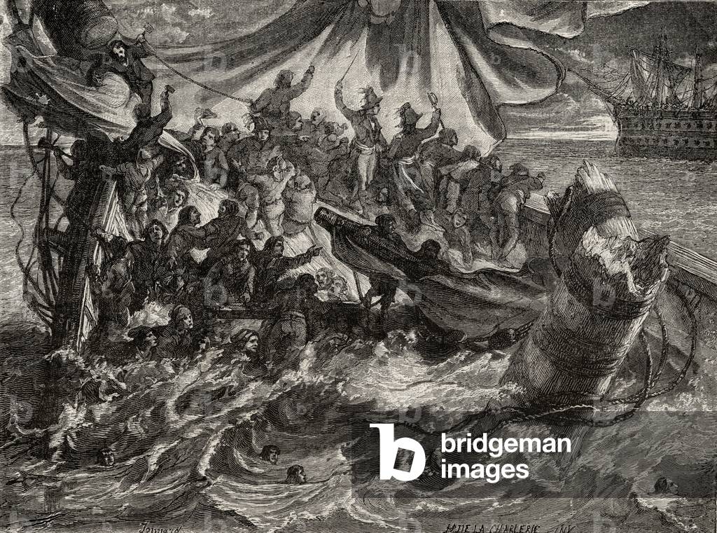 The Incident of 'Le Vengeur', June 1st 1794, from 'Histoire de la Revolution Francaise' by Louis Blanc (1811-82) (engraving)