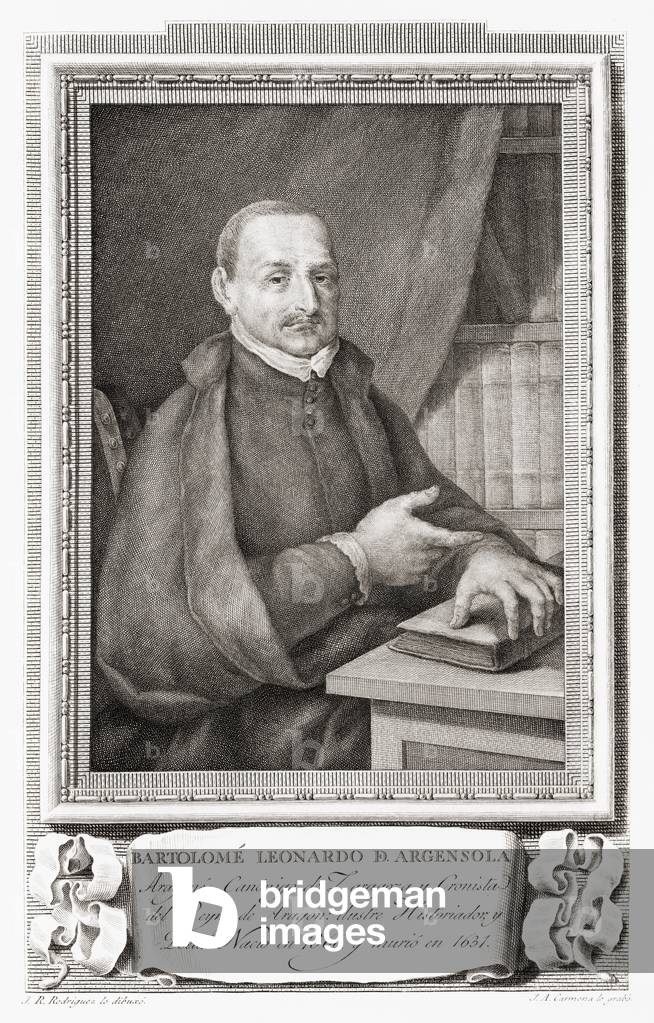 Bartolomé Leonardo de Argensola, after an etching in Retratos de Los Españoles Ilustres, Madrid, Spain, pub. 1791