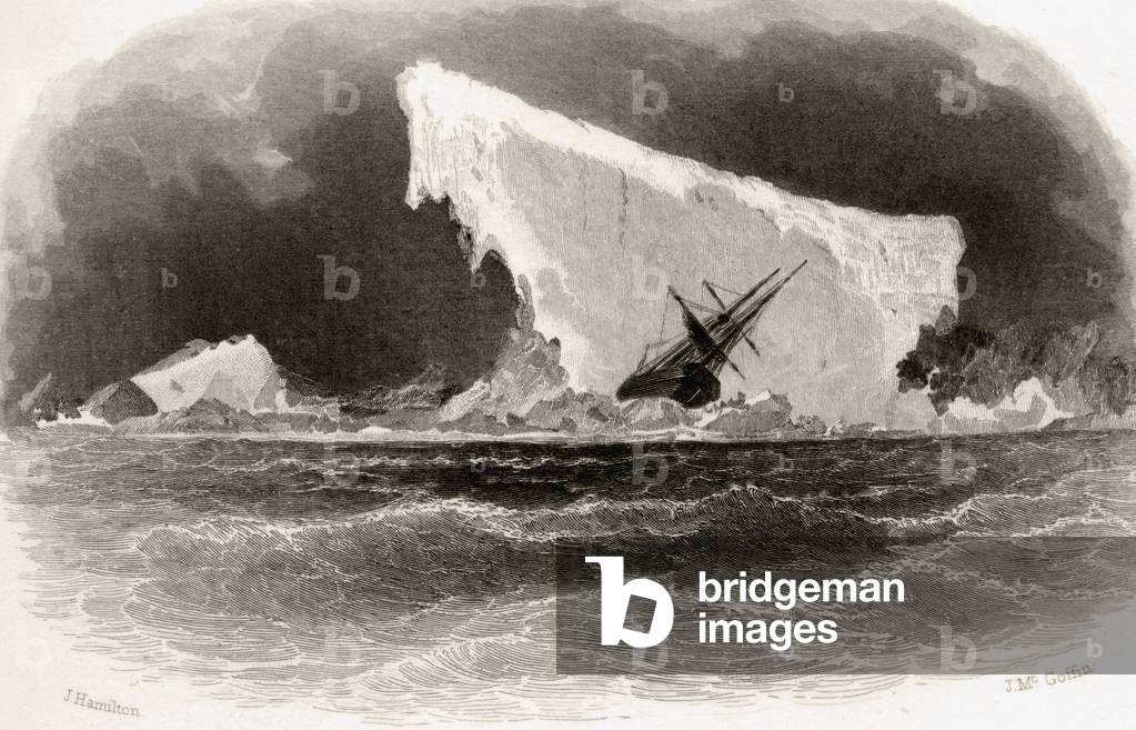 Ship Wrecked on Iceberg, engraved by J. McGoffin, title illustration from 'Arctic Explorations in the Years 1853, 54, 55', Volume I, by Doctor Elisha Kent Kane (1820-57) published Philadelphia, 1856 (litho)