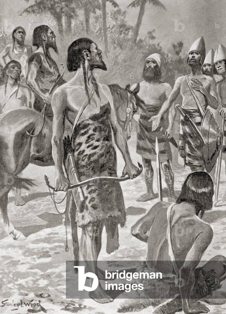 A meeting between Tyrian founders of Carthage and Libyan chiefs, from Hutchinson's History of the Nations, pub.1915