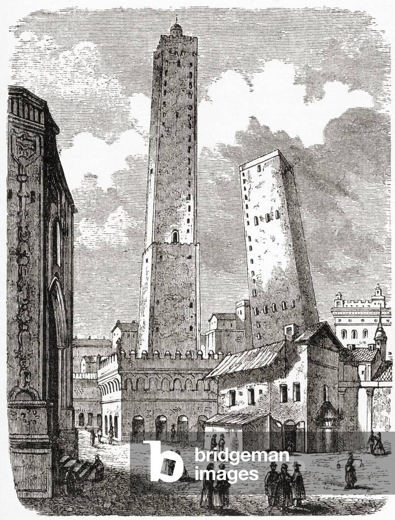 The Two Towers at Bologna, Italy, from Ward and Lock's Illustrated History of the World, pub. c.1882