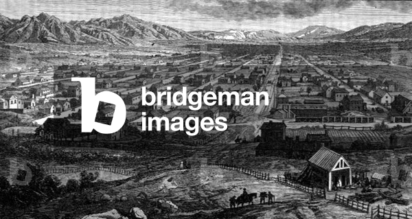 Panoramic View of Salt Lake City, Utah, from 'La Vuelta al Mundo', published in Madrid, 1865 (engraving)