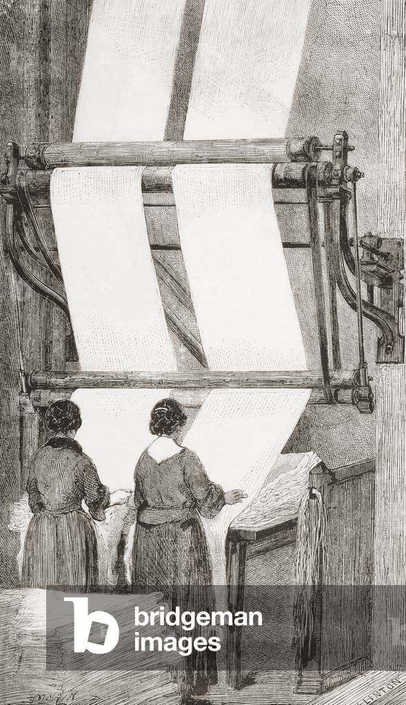 Workers at a machine, from L'Univers Illustre, pub. June 1863