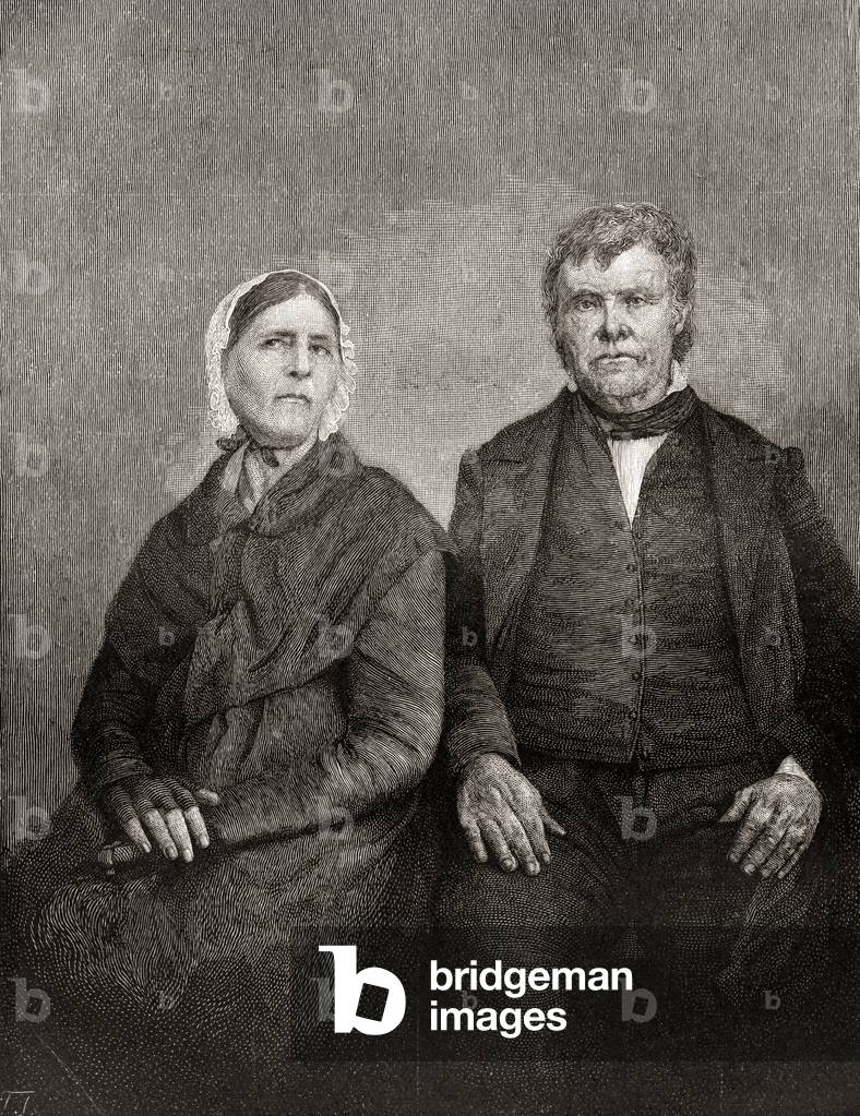 Peter Cartwright, 1785 - 1872.   American Methodist revivalist and missionary.  Seen here with his wife Francis Gaines.