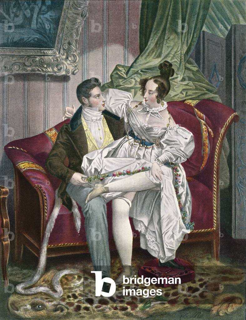 19th century lovers in a drawing room.