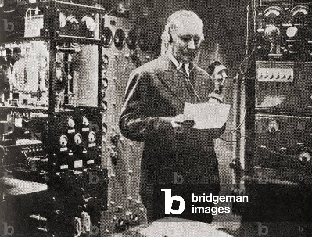 Guglielmo Marconi, 1st Marquis of Marconi, from Master Minds of Modern Science, published 1930 (b/w photo)