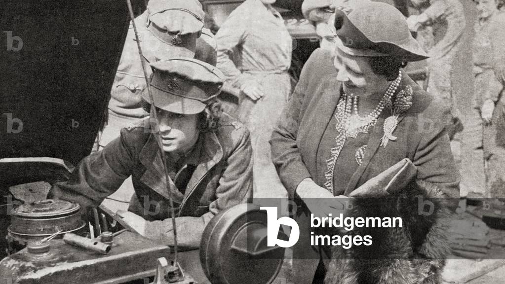 Princess Elizabeth in the A.T.S., seen here with her mother Queen Elizabeth in 1945 (photo)