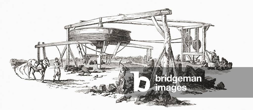 A colliery in the early 19th century, from the book Short History of the English People by J.R. Green, pub. London 1893