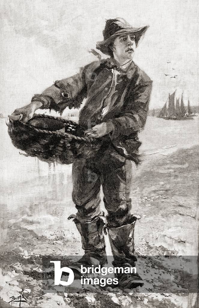 A 19th century English fish boy or fish seller, from 'The Century Illustrated Monthly Magazine', published 1884 (engraving)