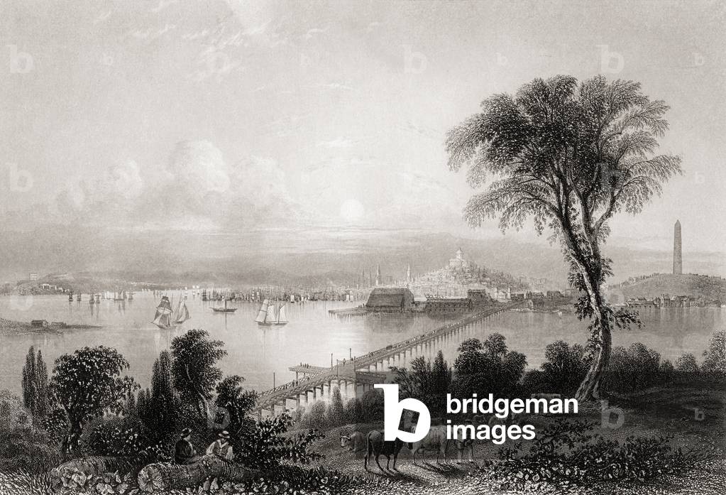 Boston and Bunker Hill  Massachusetts  USA in the 19th century Engraved by C Cousen after W H Bartlett