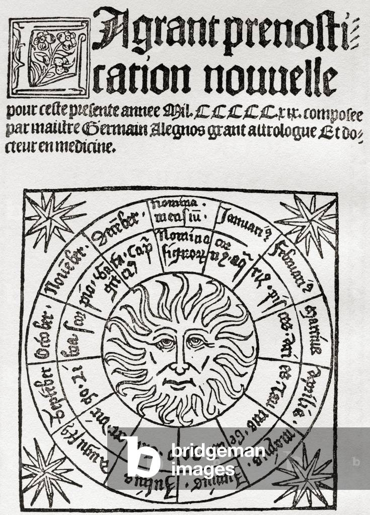 Astrology in the Middle Ages, frontispiece to a 16th century astrological manual.  From Everybody's Book of Fate and Fortune, published 1935.