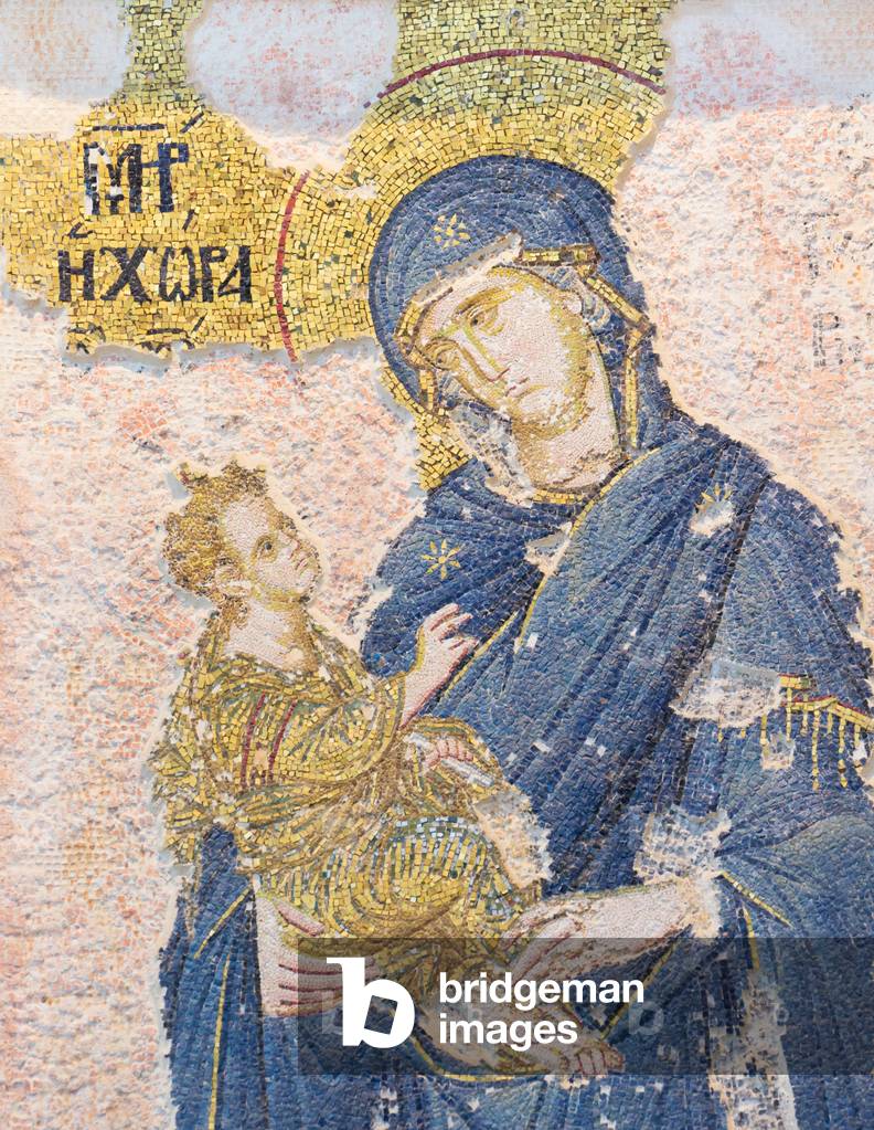 Mosaic of the Virgin Mary holding the Christ child (mosaic)