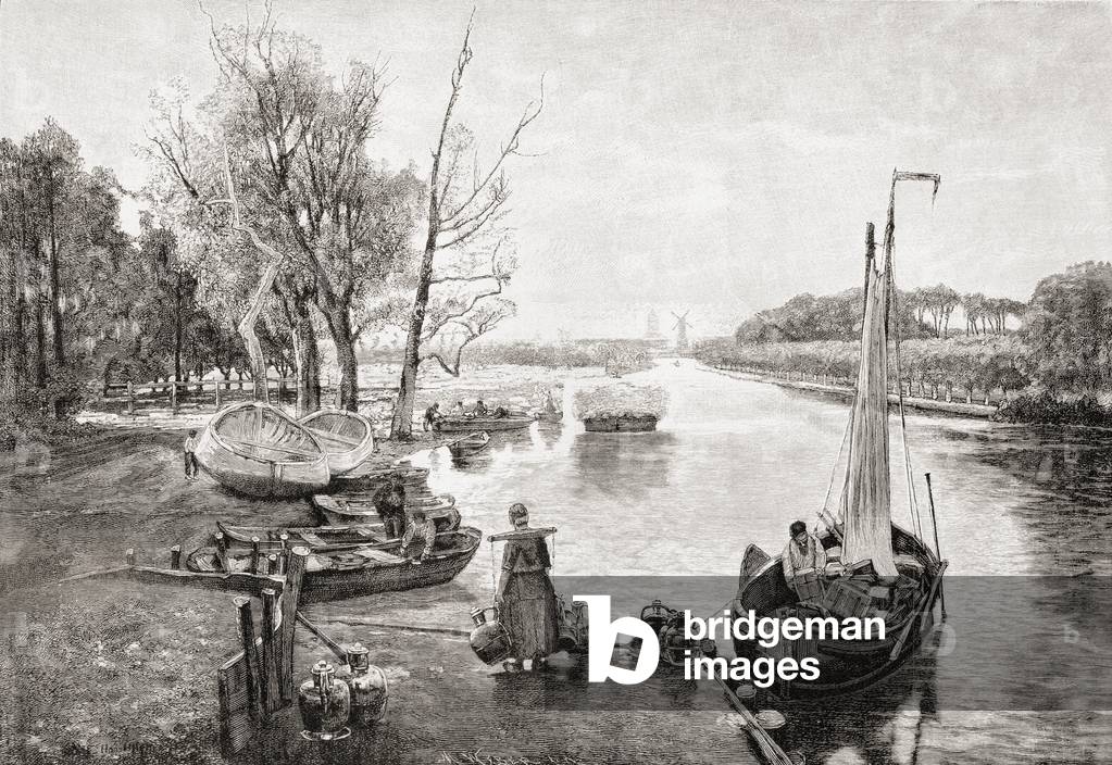 A Dutch canal, from a 19th century print, from Die Gartenlaube, pub. 1905