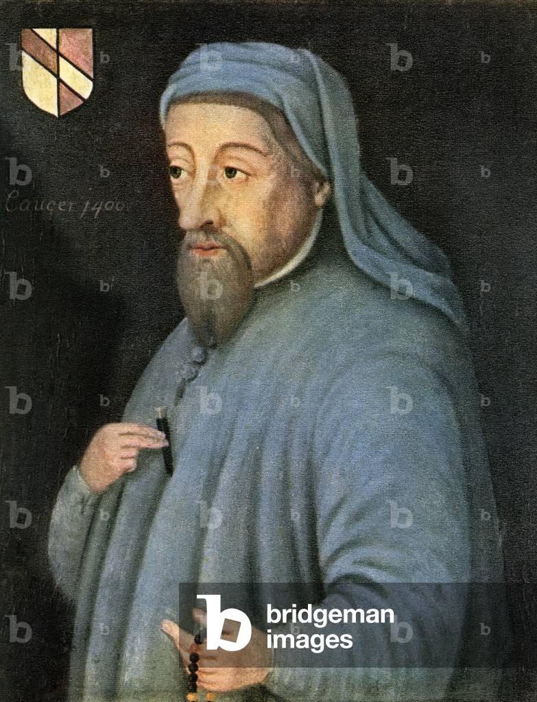 Geoffrey Chaucer, c.1343-1400, aka the Father of English literature.   English author, poet, philosopher, bureaucrat, and diplomat.  From Impressions of English Literature, published 1944.
