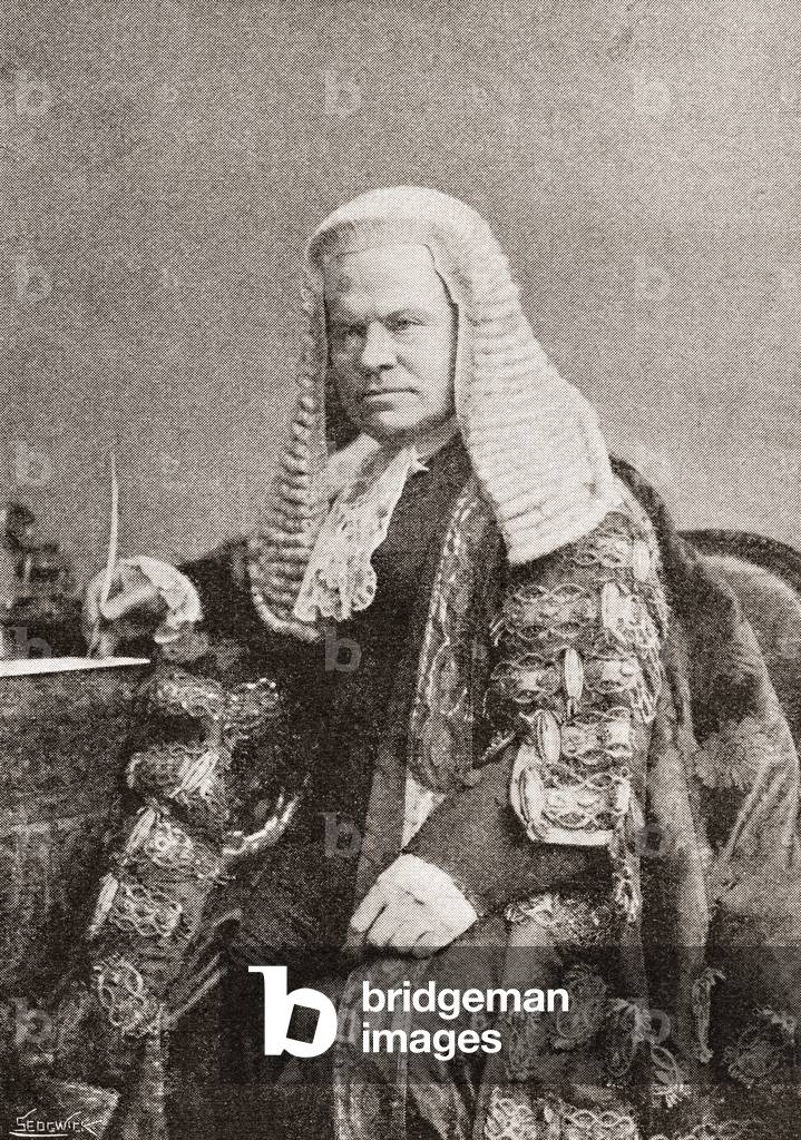 Hardinge Stanley Giffard, 1st Earl of Halsbury, 1823-1921.  English barrister, politician, government minister and three times Lord Chancellor of Great Britain.  From The Strand Magazine, published 1896