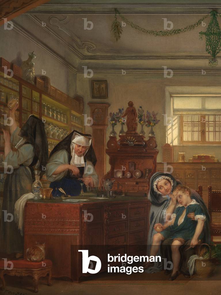 Detail of the Pharmacy at Saint-John's Hospital (oil on panel) 