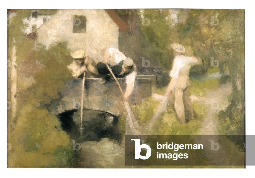 Dredging in the Woluwe (oil on canvas)