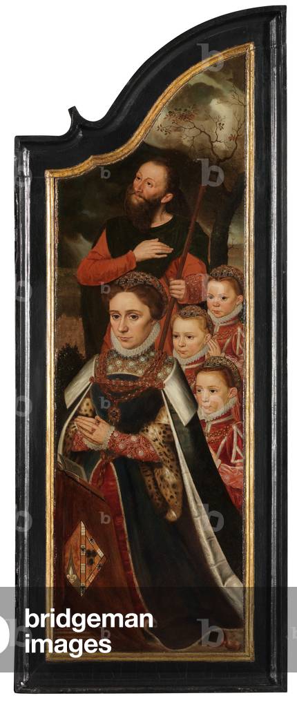 Right panel of Christ on the Cross with the Virgin, St. John and Mary Magdalene (oil on panel) 