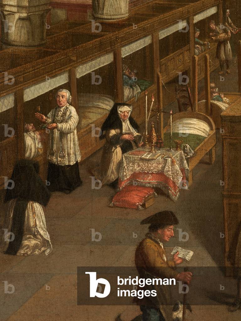 Detail of The Wards at Saint John's Hospital, 1778 (oil on canvas) 